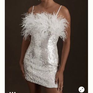 Audrey Adele Adelaide Feather & Sequin‎ Mini Dress - reception dress NWT 6